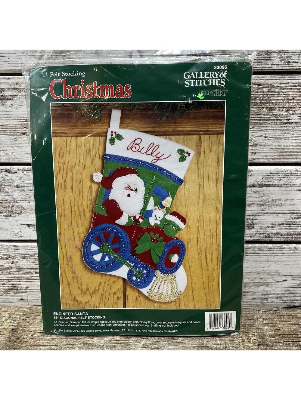 BUCILLA Engineer Santa 33096 Vintage 15” Felt Christmas Stocking Kit SEALED